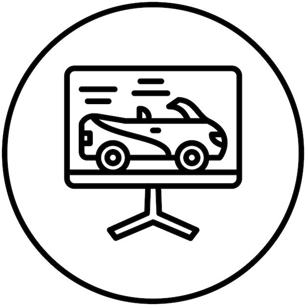 Ilustración del icono vectorial de la carrera de la pantalla del conjunto de iconos de Auto Racing