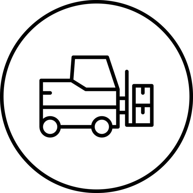 Ilustración del icono vectorial de la carretilla elevadora de horquilla del conjunto de iconos de procesos industriales
