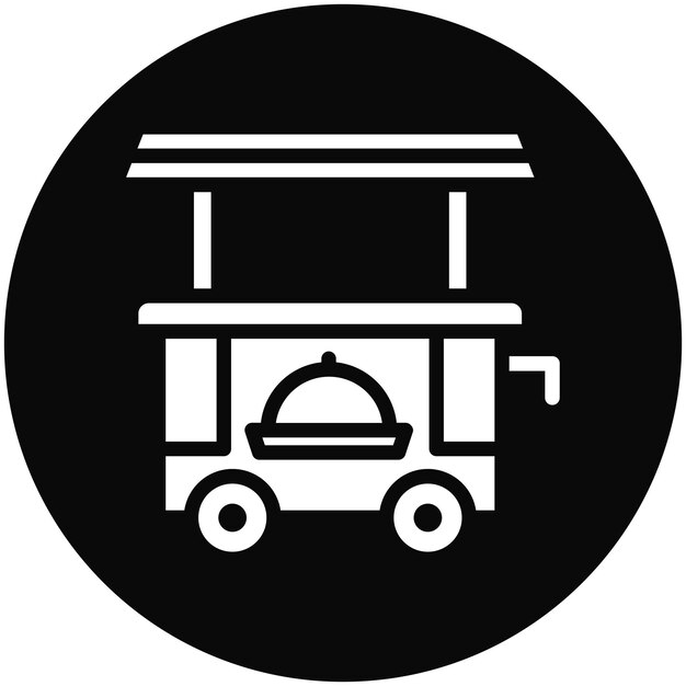 Ilustración del icono vectorial del carrito de alimentos del conjunto de iconos de catering
