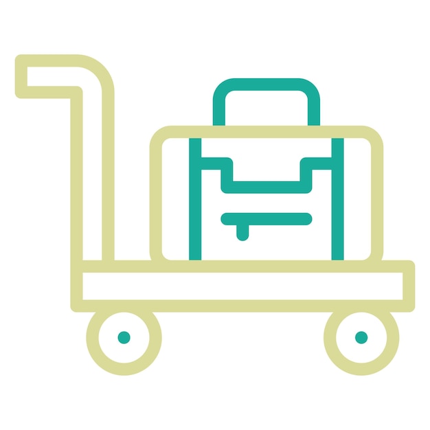 Ilustración del icono vectorial del carrito de equipaje del conjunto de iconos del centro comercial