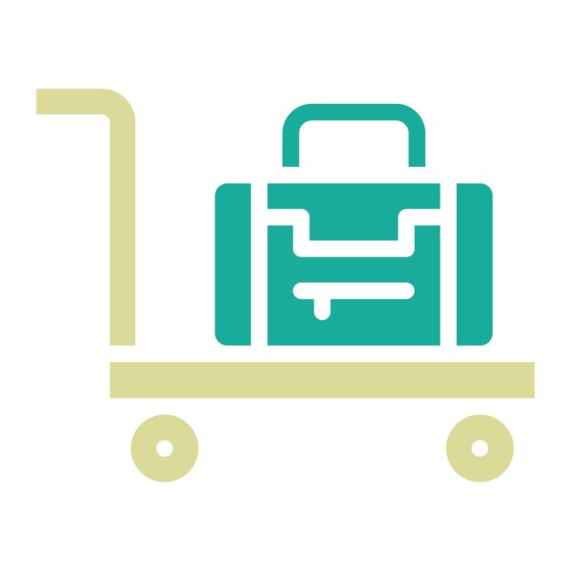 Ilustración del icono vectorial del carrito de equipaje del conjunto de iconos del centro comercial