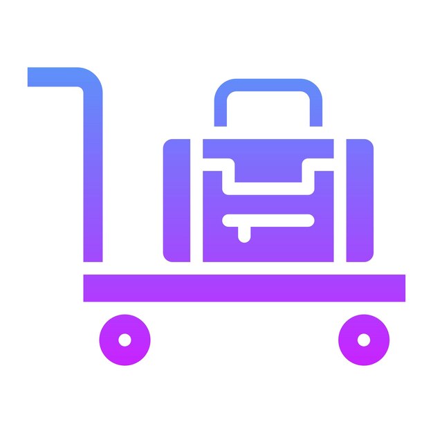 Ilustración del icono vectorial del carrito de equipaje del conjunto de iconos del centro comercial