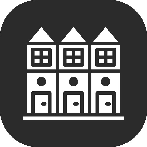 Ilustración del icono vectorial de la casa adosada del conjunto de iconos de paisajes