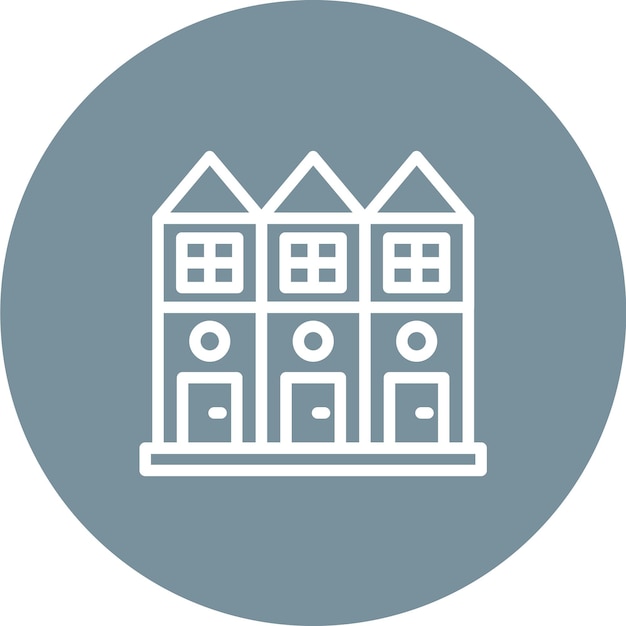 Ilustración del icono vectorial de la casa adosada del conjunto de iconos de paisajes