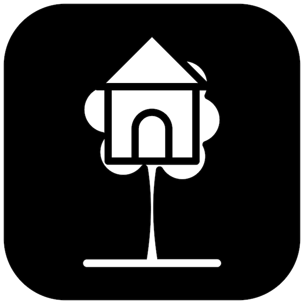 Ilustración del icono vectorial de la casa del árbol del conjunto de iconos de Outdoor Fun