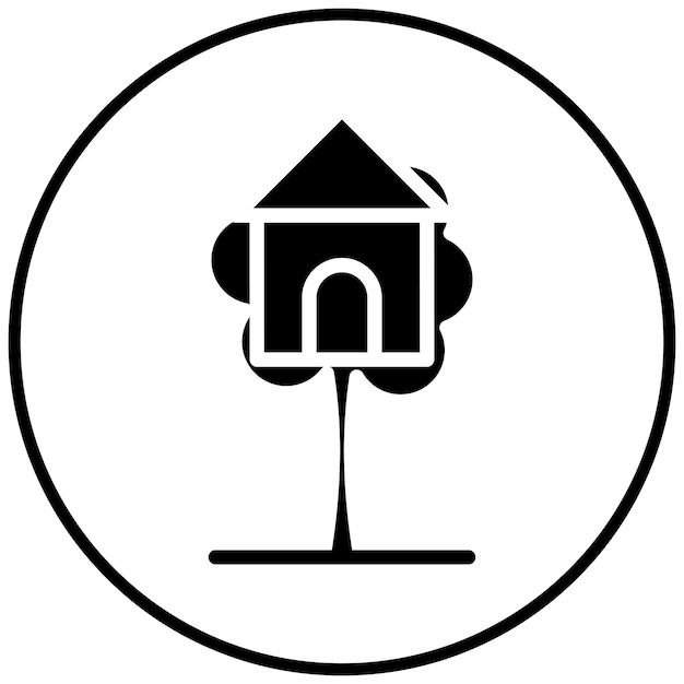 Ilustración del icono vectorial de la casa del árbol del conjunto de iconos de Outdoor Fun