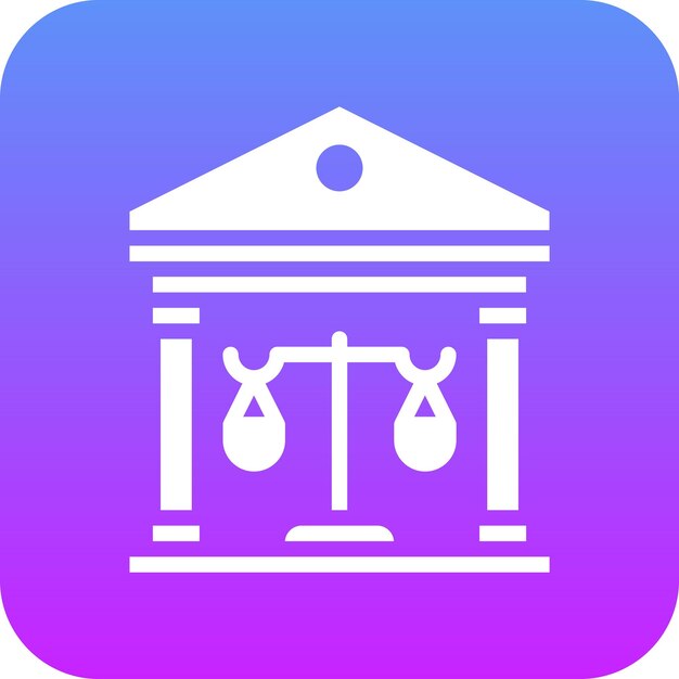 Ilustración del icono vectorial de la casa de la corte del conjunto de iconos de Crimen y Ley