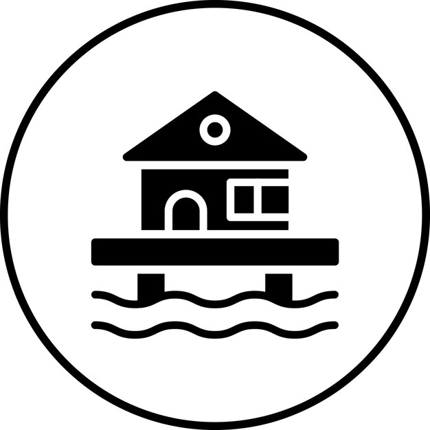 Ilustración del icono vectorial de la casa de playa del conjunto de iconos de verano