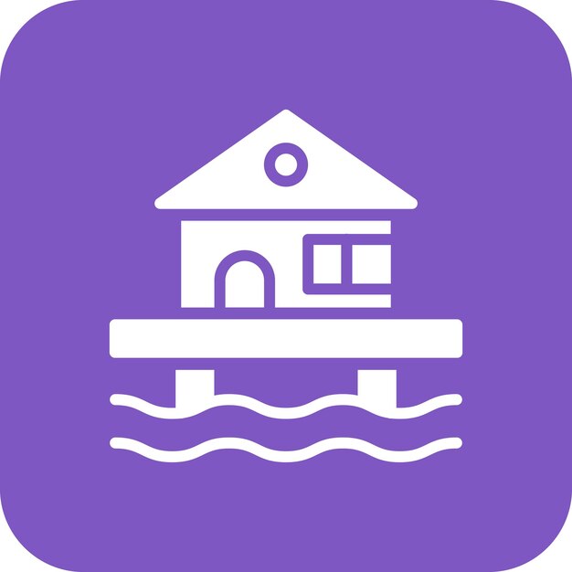 Ilustración del icono vectorial de la casa de playa del conjunto de iconos de verano