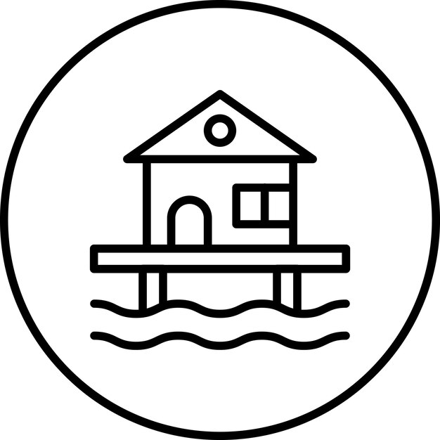 Ilustración del icono vectorial de la casa de playa del conjunto de iconos de verano