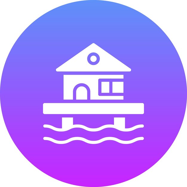 Ilustración del icono vectorial de la casa de playa del conjunto de iconos de verano