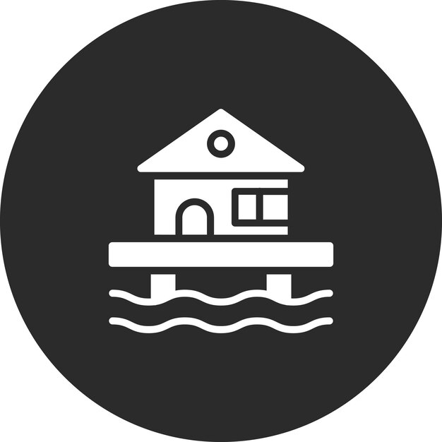 Ilustración del icono vectorial de la casa de playa del conjunto de iconos de verano