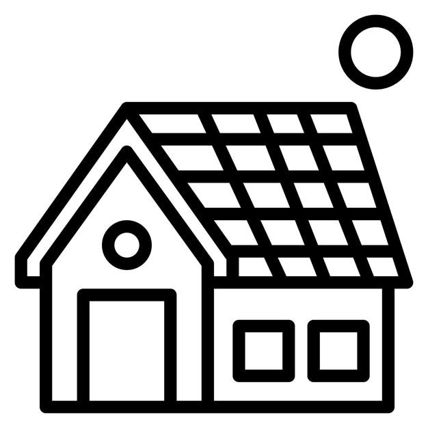 Ilustración del icono vectorial de la casa solar del conjunto de iconos de bienes raíces