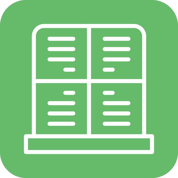 Ilustración del icono vectorial del casillero de la biblioteca del conjunto de iconos de la biblioteca
