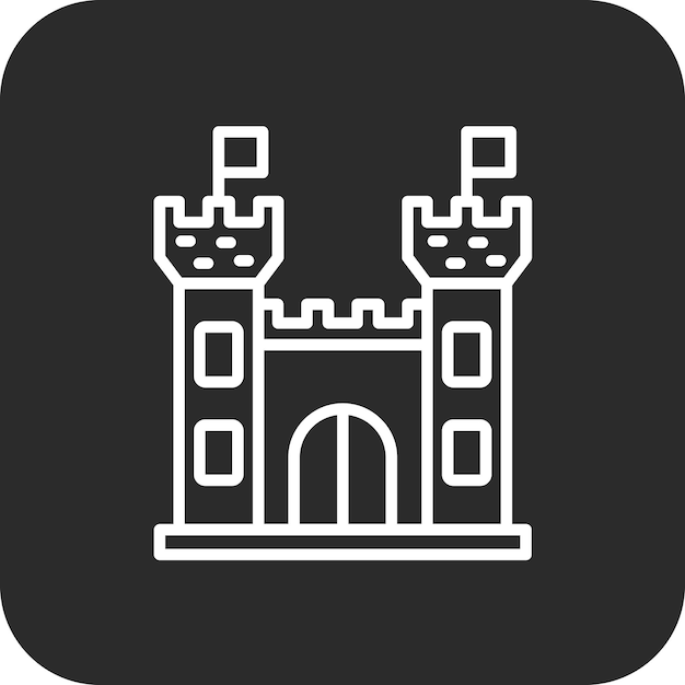 Ilustración del icono vectorial del castillo de un conjunto de iconos medievales
