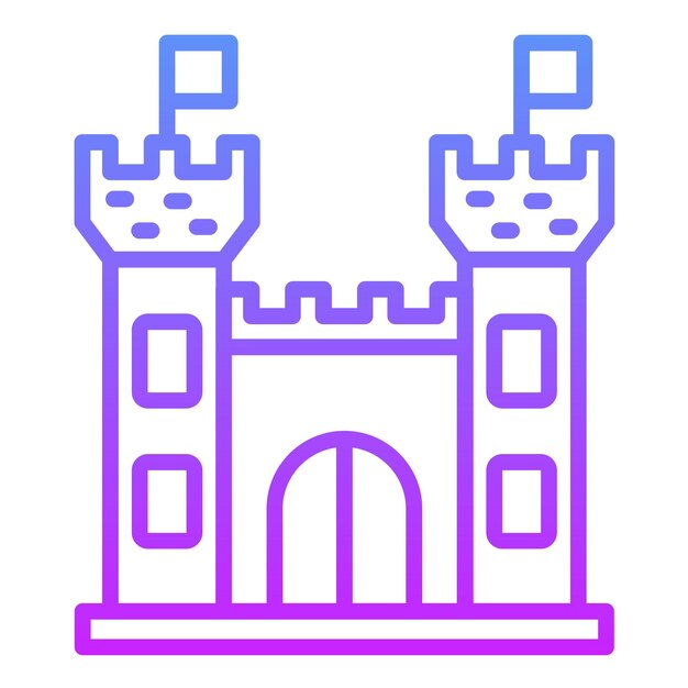 Ilustración del icono vectorial del castillo de un conjunto de iconos medievales