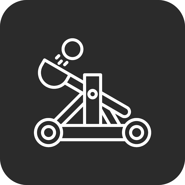 Ilustración de icono vectorial de catapulta de un conjunto de iconos medievales