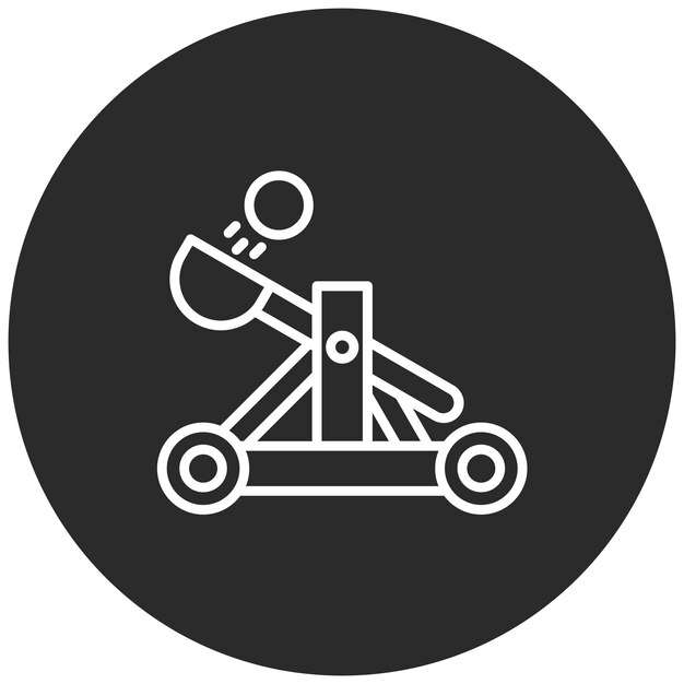 Ilustración de icono vectorial de catapulta de un conjunto de iconos medievales