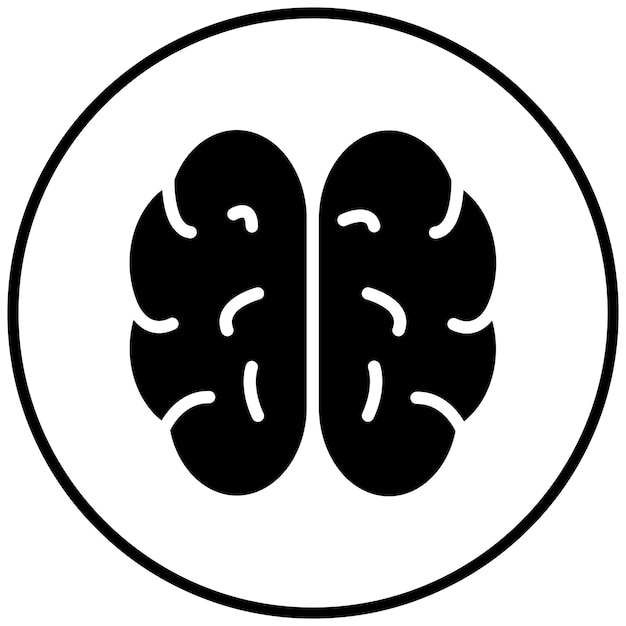 Ilustración del icono vectorial del cerebro del conjunto de iconos de Investigación y Ciencia