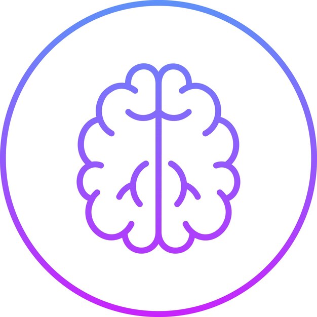Ilustración del icono vectorial del cerebro del conjunto de iconos de tecnología
