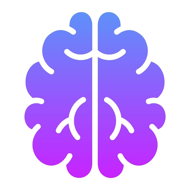 Ilustración del icono vectorial del cerebro del conjunto de iconos de tecnología