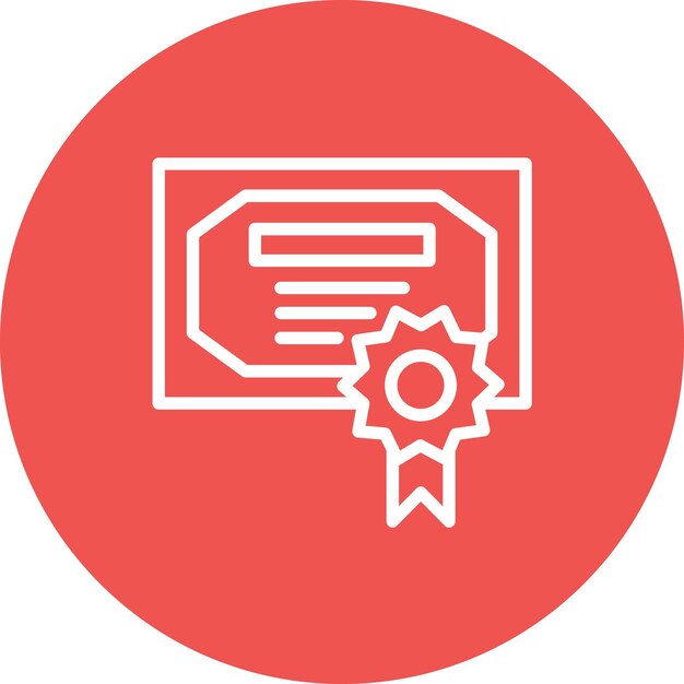 Ilustración del icono vectorial del certificado del conjunto de iconos de aprendizaje