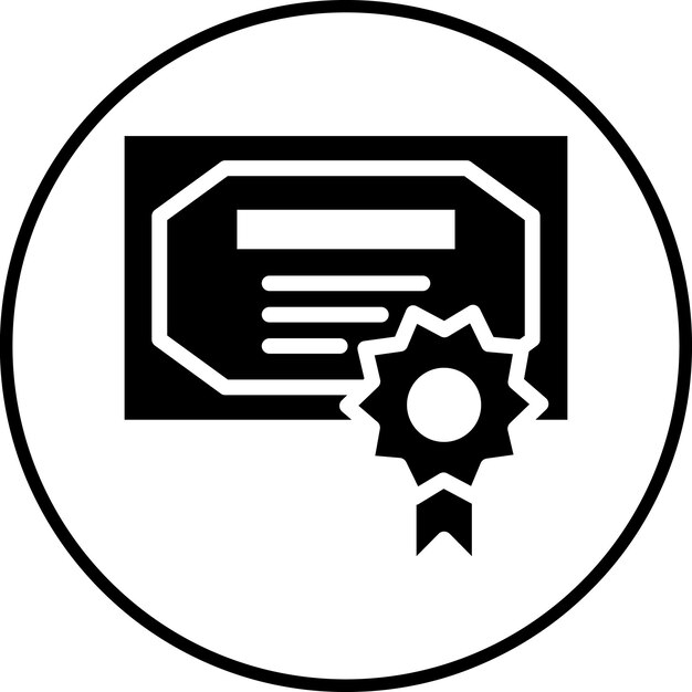 Ilustración del icono vectorial del certificado del conjunto de iconos de aprendizaje