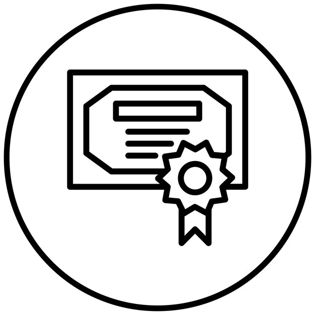 Ilustración del icono vectorial del certificado del conjunto de iconos de aprendizaje