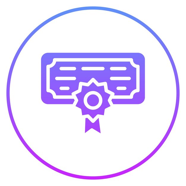 Ilustración del icono vectorial del certificado del conjunto de iconos de la biblioteca