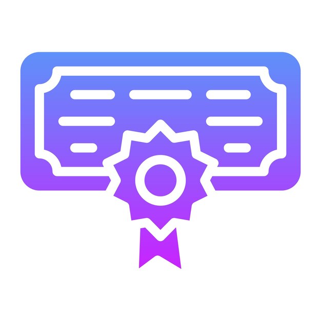 Ilustración del icono vectorial del certificado del conjunto de iconos de la biblioteca