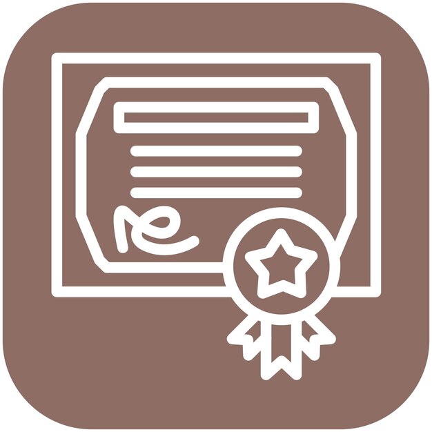 Ilustración del icono vectorial del certificado del conjunto de iconos de la legislación