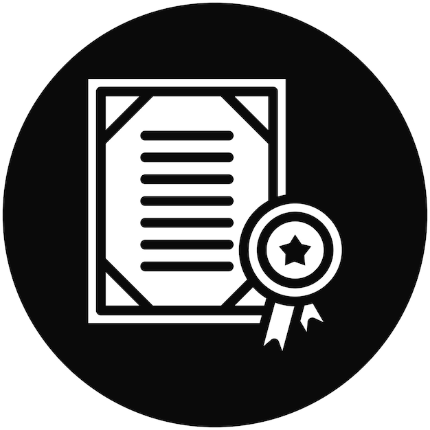 Ilustración del icono vectorial del certificado del conjunto de iconos de logros