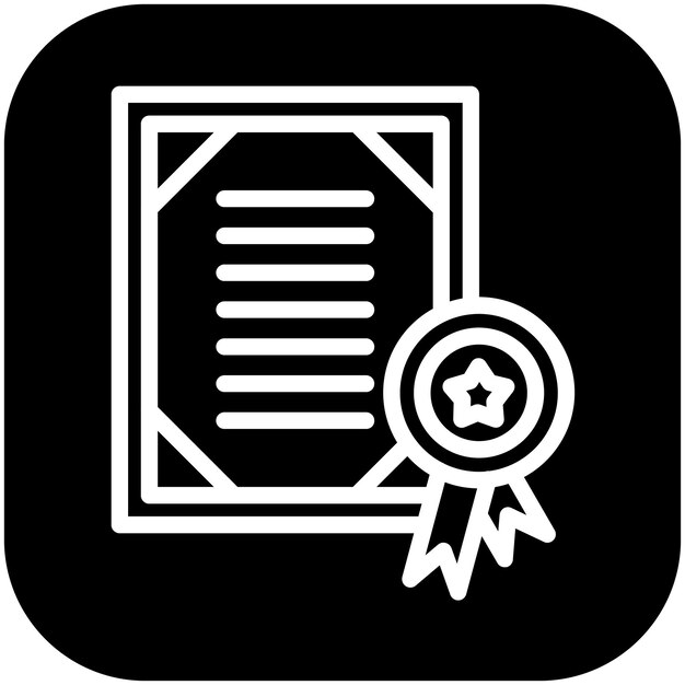 Ilustración del icono vectorial del certificado del conjunto de iconos de logros