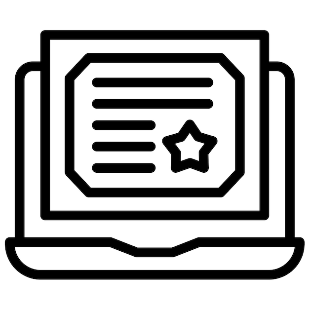 Ilustración del icono vectorial del certificado en línea del conjunto de iconos de educación en línea