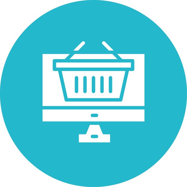 Ilustración del icono vectorial de la cesta de compras en línea del iconset de comercio electrónico
