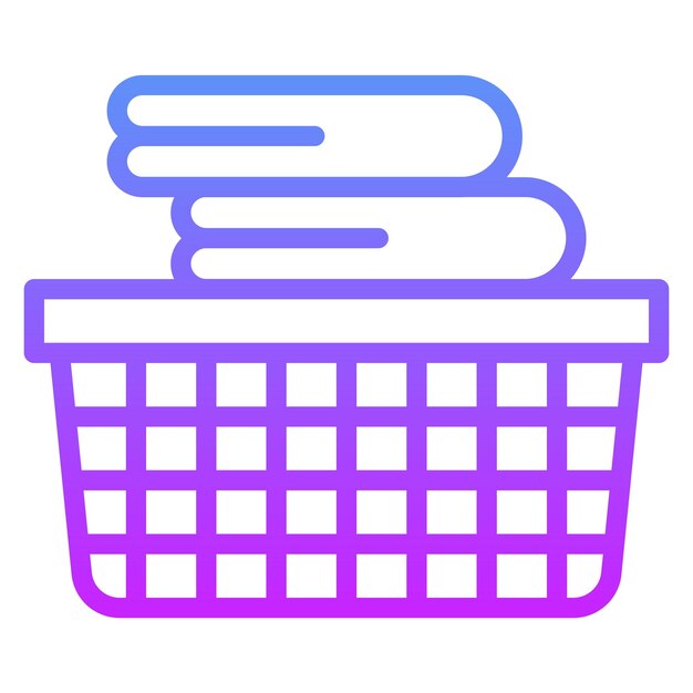 Ilustración del icono vectorial de la cesta de lavandería del conjunto de iconos de artículos para el hogar