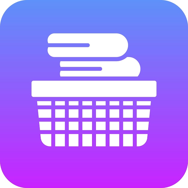 Ilustración del icono vectorial de la cesta de lavandería del conjunto de iconos de artículos para el hogar