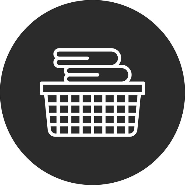 Ilustración del icono vectorial de la cesta de lavandería del conjunto de iconos de artículos para el hogar
