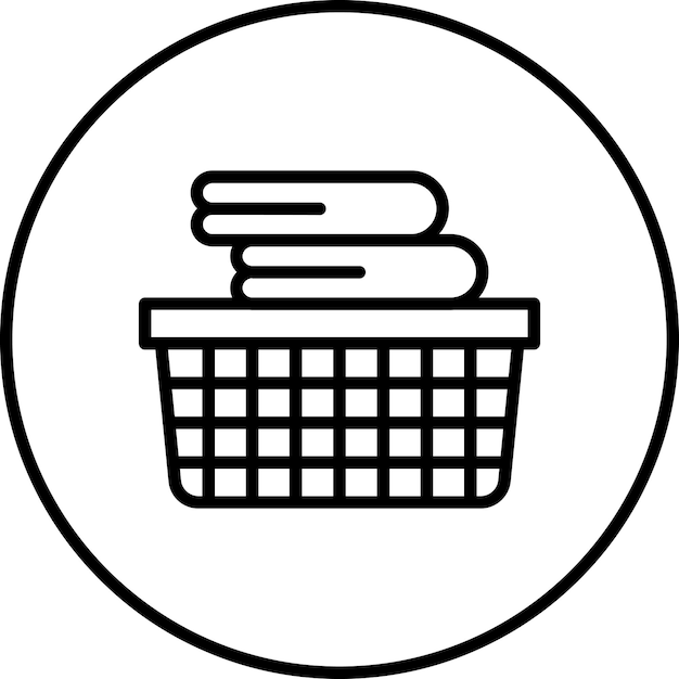 Ilustración del icono vectorial de la cesta de lavandería del conjunto de iconos de artículos para el hogar