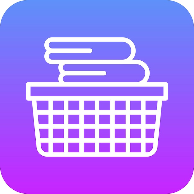 Ilustración del icono vectorial de la cesta de lavandería del conjunto de iconos de artículos para el hogar