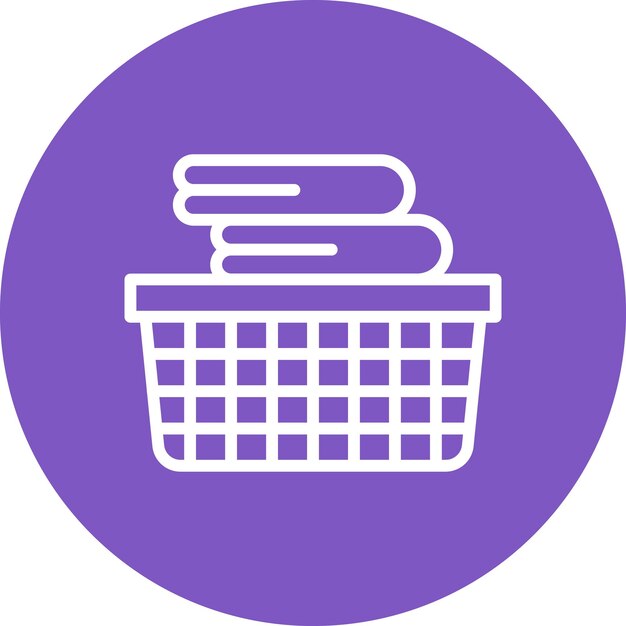 Ilustración del icono vectorial de la cesta de lavandería del conjunto de iconos de artículos para el hogar