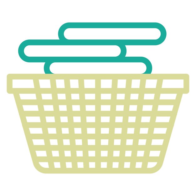 Ilustración del icono vectorial de la cesta de lavandería del conjunto de iconos interiores