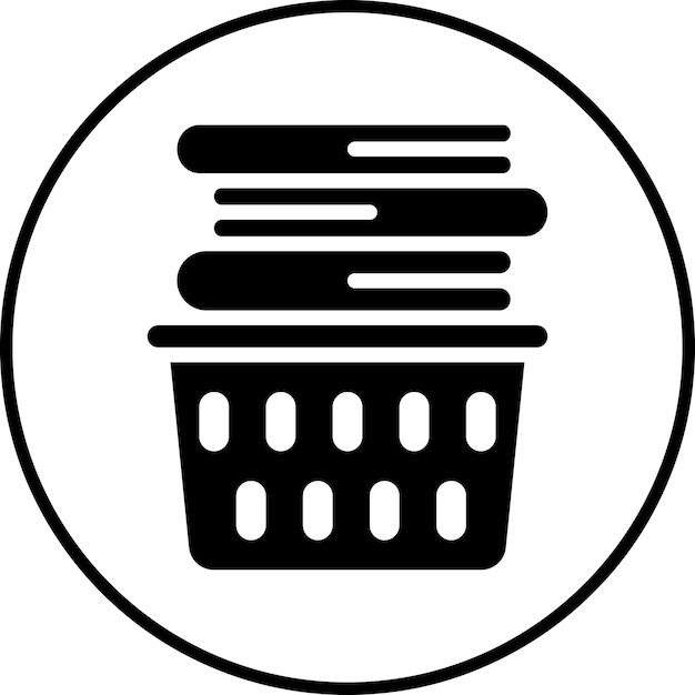 Ilustración del icono vectorial de la cesta de lavandería del conjunto de iconos de la rutina de higiene