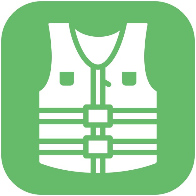 Ilustración del icono vectorial del chaleco salvavidas del conjunto de iconos de pesca