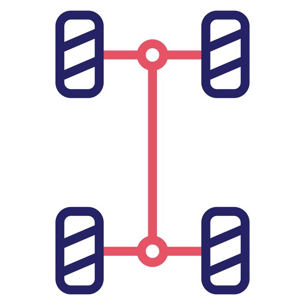 Ilustración del icono vectorial del chasis del conjunto de iconos de reparación de automóviles