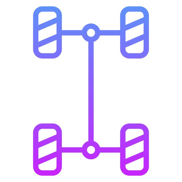 Ilustración del icono vectorial del chasis del conjunto de iconos de reparación de automóviles