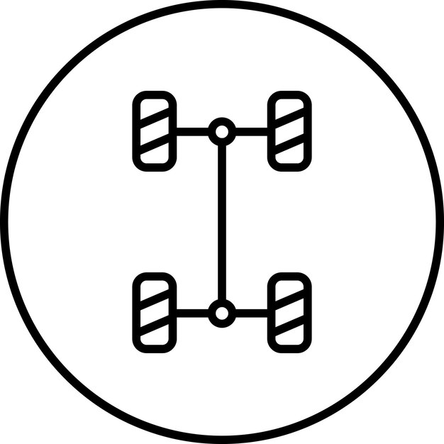 Ilustración del icono vectorial del chasis del conjunto de iconos de reparación de automóviles