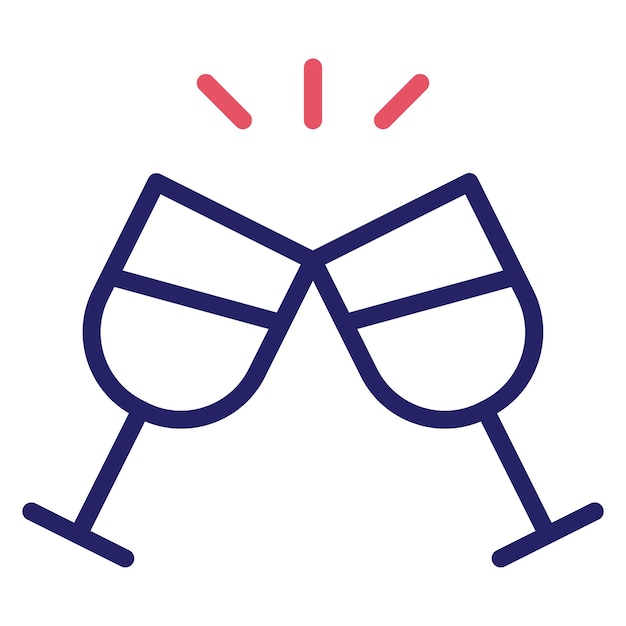 Ilustración del icono vectorial de Cheers del conjunto de iconos del Año Nuevo