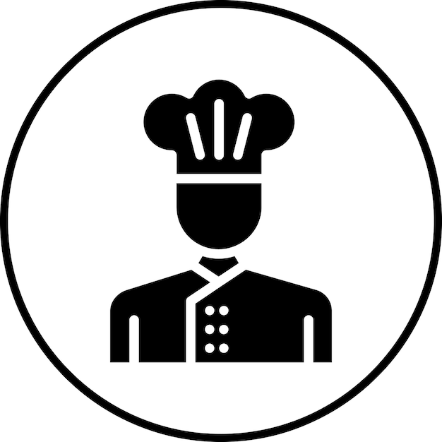 Ilustración del icono vectorial del chef del conjunto de iconos de servicios hoteleros