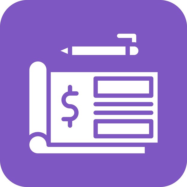 Ilustración del icono vectorial del cheque del conjunto de iconos de banca y finanzas